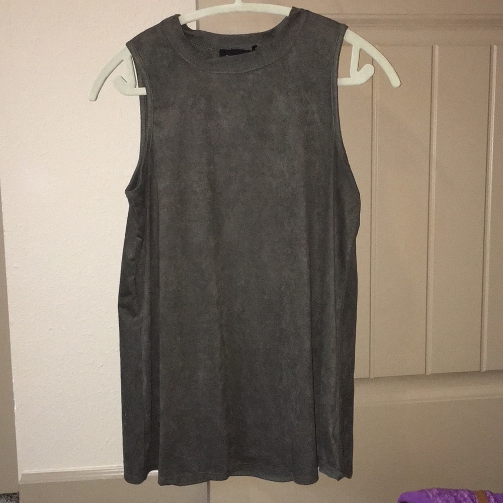 Faux suede olive green top